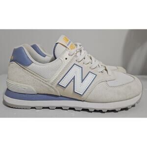 New Balance CALIA X 574 Womens 8 Cream Blue Sneakers Suede Encap
